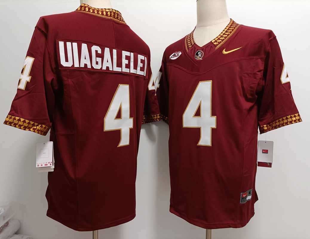 Men%27s Florida State Seminoles #4 DJ Uiagalelei Red FUSE College Stitched Jersey